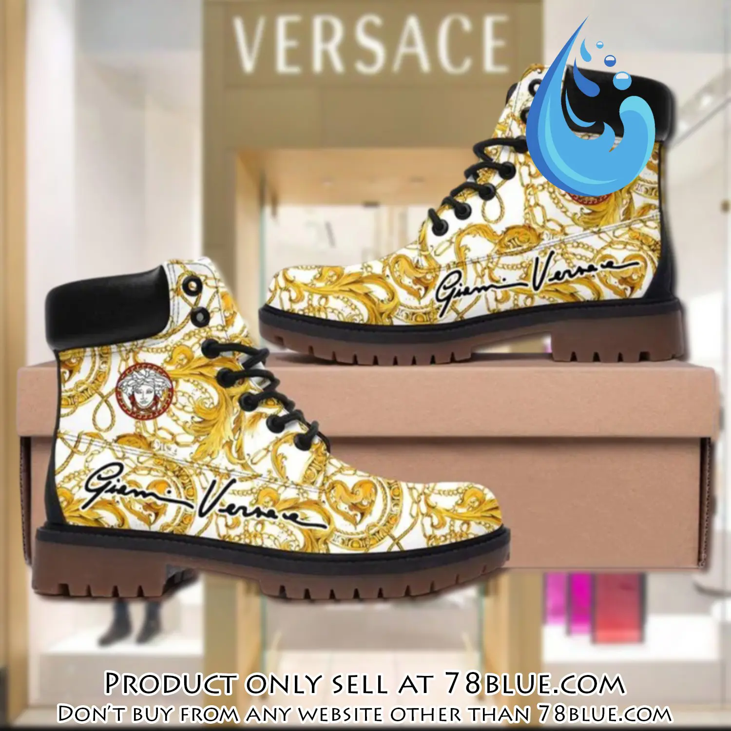 Gianni versace medusa gold pattern white luxury brand boots premium gifts for men women 78b5748518